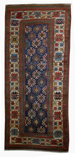 Handmade antique Caucasian Gendje rug 3.2' x 8' ( 97cm