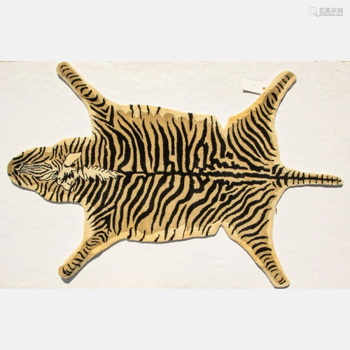 Hand Tufted Indo Zebra Design Wool Rug