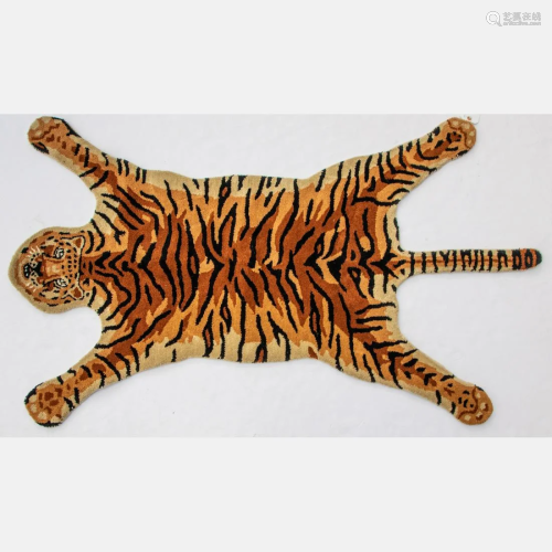 Hand Tufted Indo Tiger Design Wool Rug,