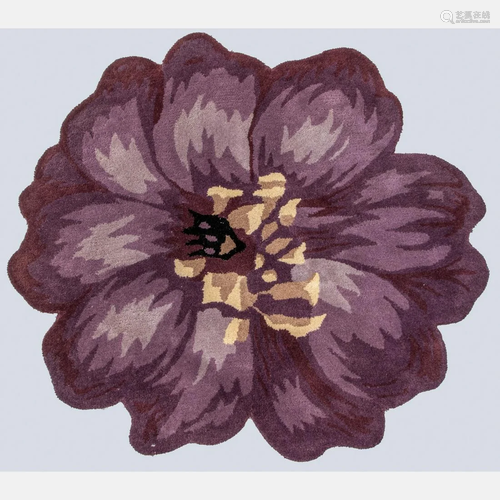 Hand Tufted Indo Purple Flower Design Rug