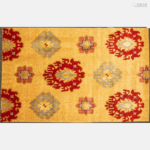 Sino Turkih Oushak Silk and Wool Rug