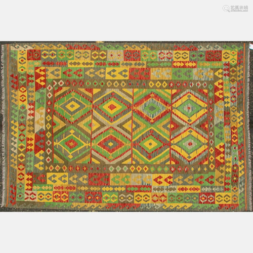 Turkish Caucasian Kazak Kilim Wool Rug