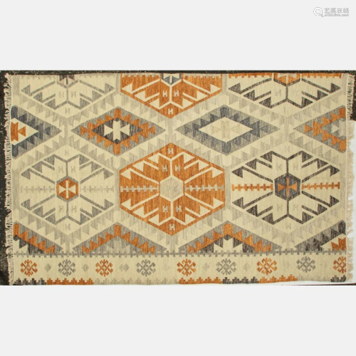 Indo Turkish Caucasian Kazak Kilim Wool Rug