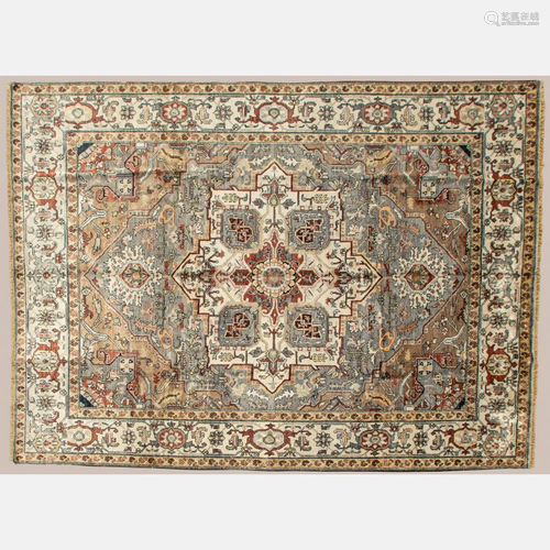 Indo Persian Heriz Serapi Art Silk Rug