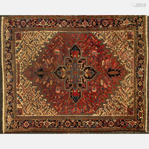 Antique Persian Heriz Wool Rug