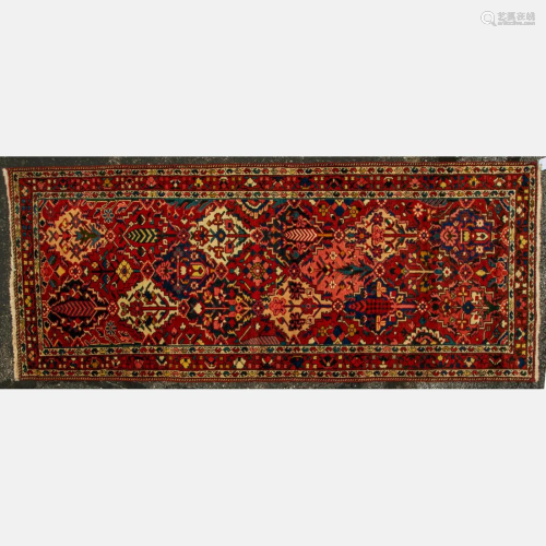 Antique Persian Bakhtiari Wide Wool Runner,