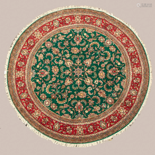 Indo Persian Tabriz Round Wool Rug