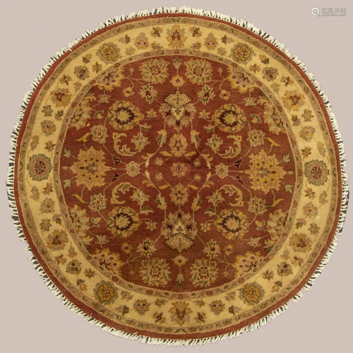 Indo Persian Tabriz Round Wool Rug