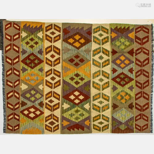 Turkish Caucasian Kazak Kilim Wool Rug