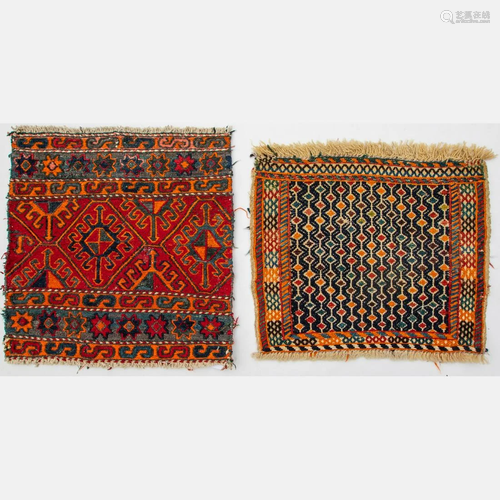 Two Antique Caucasian Kazak Soumak Kilim Wool Rug