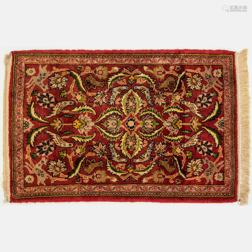 Fine Persian Kashan Pictorial Wool Rug