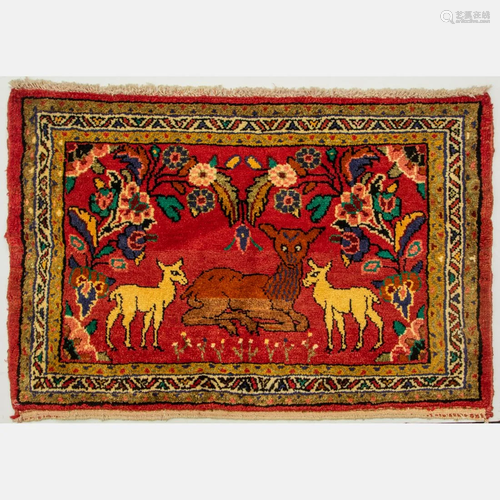 Persian Zanjan Pictorial Wool Rug