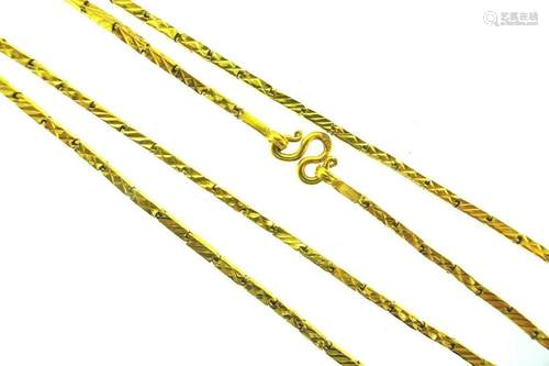 VINTAGE 22k Yellow Gold Chain Necklace Asian Motif