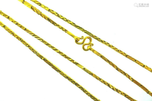 VINTAGE 22k Yellow Gold Chain Necklace Asian Motif