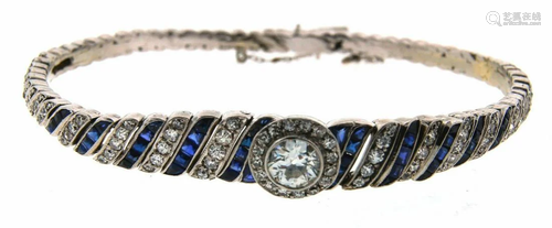 GORGEOUS Art Deco Platinum, Diamond & Sapphire Bracelet