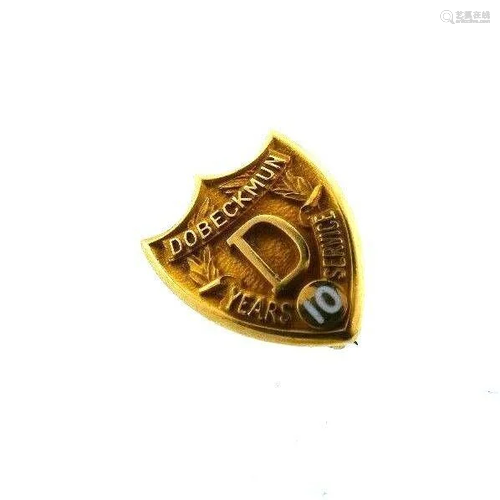 VINTAGE 14k Yellow Gold & Enamel Police Service Pin