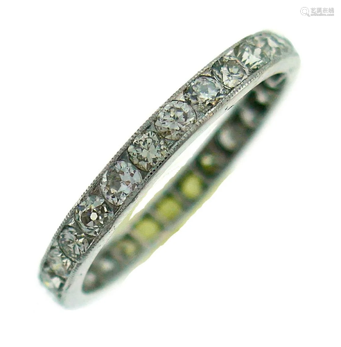 Art Deco Diamond Platinum ETERNITY BAND RING WEDDING