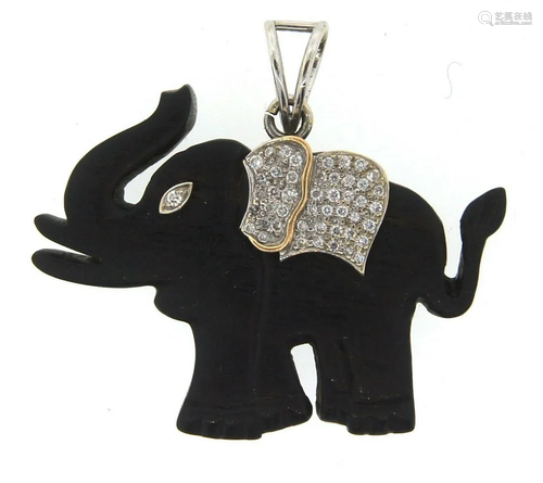 TRENDY Susan Wilson 18k Gold, Diamond & Ebony Elephant