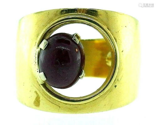 VINTAGE 14k Yellow Gold & Cabochon Ruby Ring