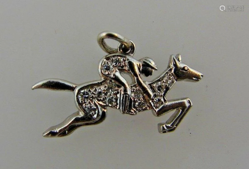 ART DECO Platinum & Diamond Equestrian Charm Circa