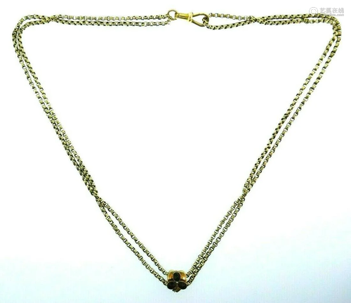 VICTORIAN 9k Yellow Gold & Garnet Slide Watch Chain