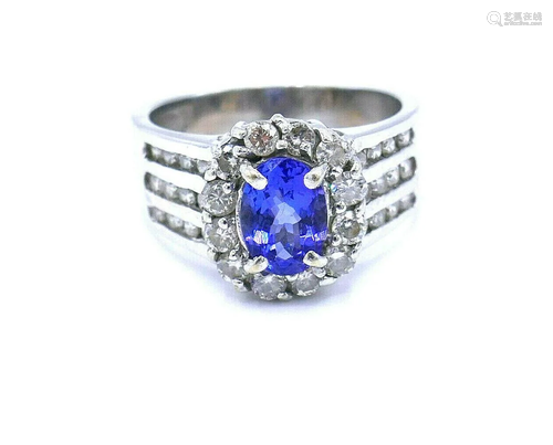 18k White Gold Tanzanite Diamond Ring