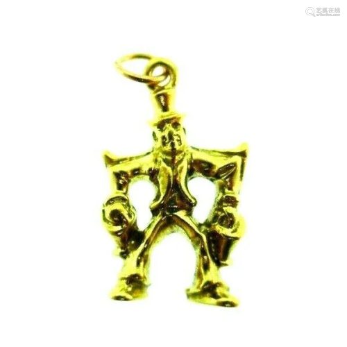 VINTAGE 14k Yellow Gold Cowboy Charm Pendant