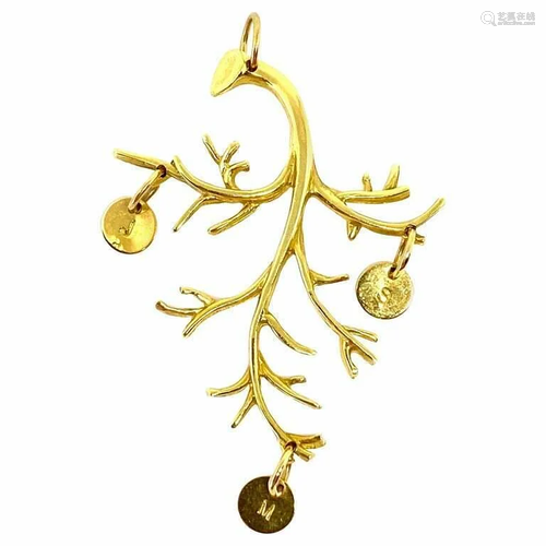 Jennifer Fisher 18k Yellow Gold Branch Pendant w/ J M S