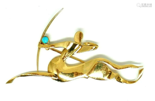 Trabert & Hoeffer Mauboussin 14k Yellow Gold Turquoise