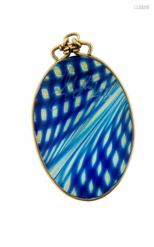 ARTSY 14k Yellow Gold & Hand Painted Glass Pendant