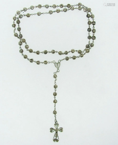 RELIGIOUS Silver Filigree Rosary Cross Circa 1950s