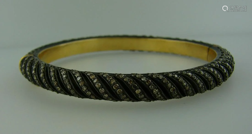 Chic DIAMOND SILVER YELLOW GOLD BANGLE BRACELET