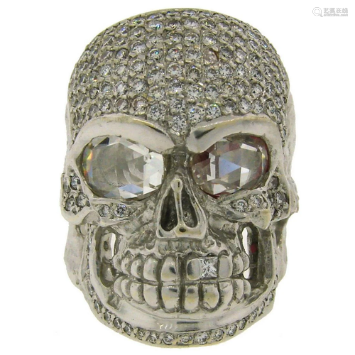 LOREE RODKIN DIAMOND WHITE GOLD SKULL RING 3.68cts