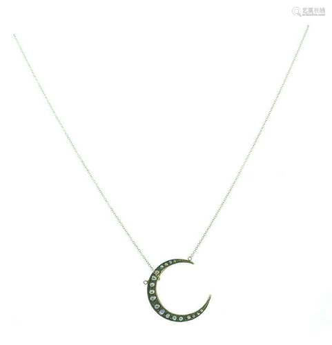 VICTORIAN 14k Rose Gold & Seed Pearl Crescent Moon