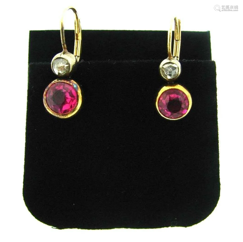 GLAMOROUS 18k Rose Gold, Synthetic Ruby & Diamond