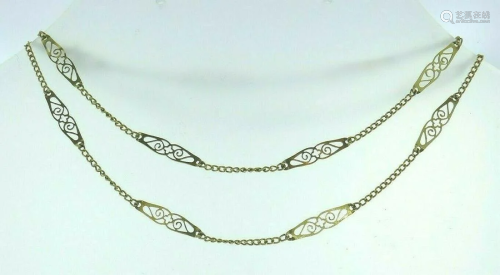 VICTORIAN 14k Yellow Gold Chain Necklace Circa 1900s