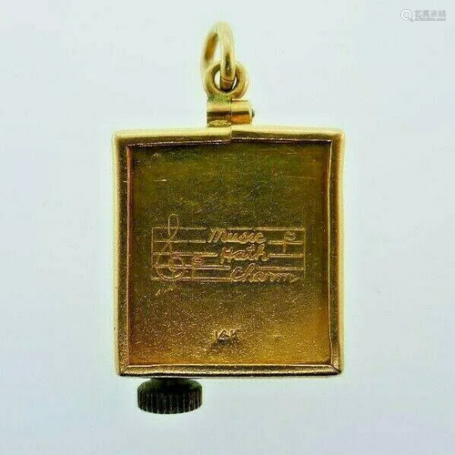 RETRO 14k Yellow Gold Mechanical Musical Charm Pendant