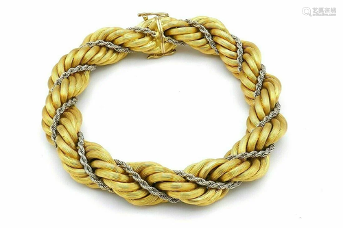 Vintage Rope Chain Two-Tone 18k Gold Bracelet