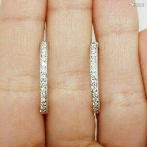 18K White Gold Diamond Hoop Earrings