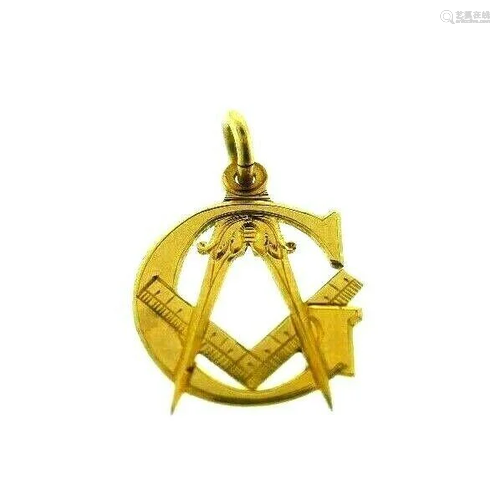 MASONIC 14k Yellow Gold Charm Pendant Antique