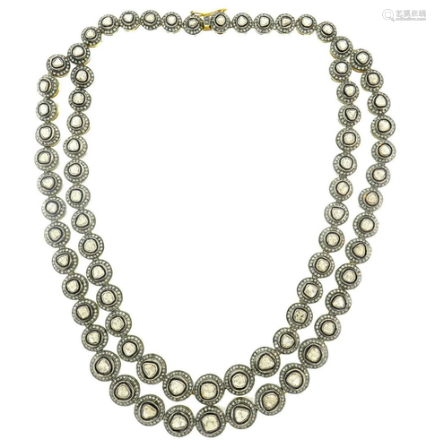 Rose Cut Diamond Silver Gold NECKLACE circa 2000s India