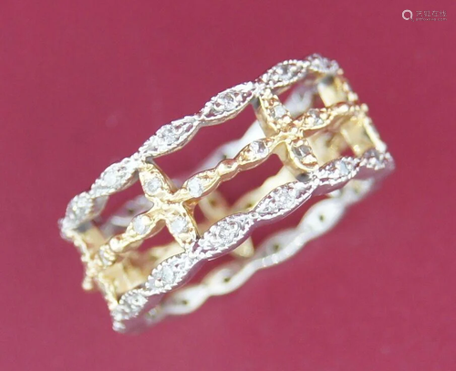 Elegant DIAMOND WHITE YELLOW GOLD BAND RING Perfect