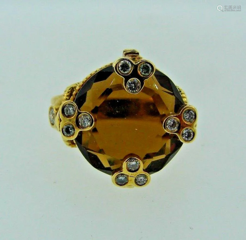 TRENDY Judith Ripka 18k Yellow Gold, Smoky Topaz &