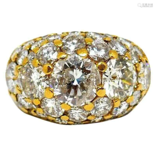 Vintage 14k Yellow Gold Diamond Cocktail Dome Ring