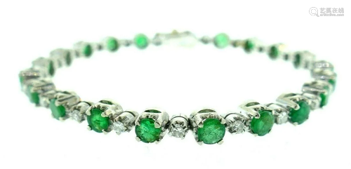 VINTAGE 18k White Gold, Emerald & Diamond Straight Line