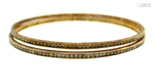 Cynthia BACH Diamond Rose Gold Bangle BRACELET Pair