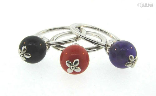 TIMELESS Nardi 18k White Gold, Coral, Onyx & Amethyst