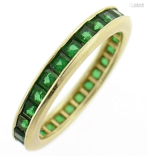 Chic 1.35 carat EMERALD YELLOW GOLD BAND RING Size