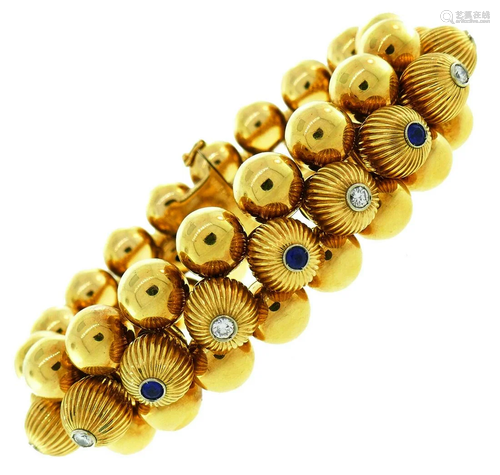 VENTRELLA Retro Yellow Gold BRACELET Diamond Sapphire