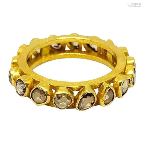 Artisan 22k Yellow Gold Rose Cut Diamond Band Ring